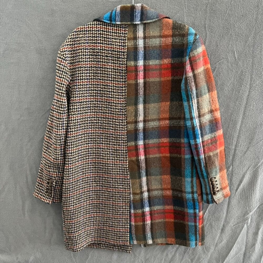 Veronica Beard India Patchwork Dickey Plaid Houndstooth 100% Wool Coat, size M - Picture 3 of 8